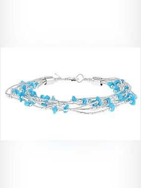 Blue Sleeping Beauty Turquoise Liquid Silver Bracelet 8”